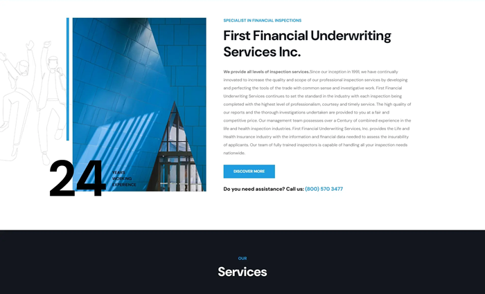 First Financial Underwriting Services Inc. landing page