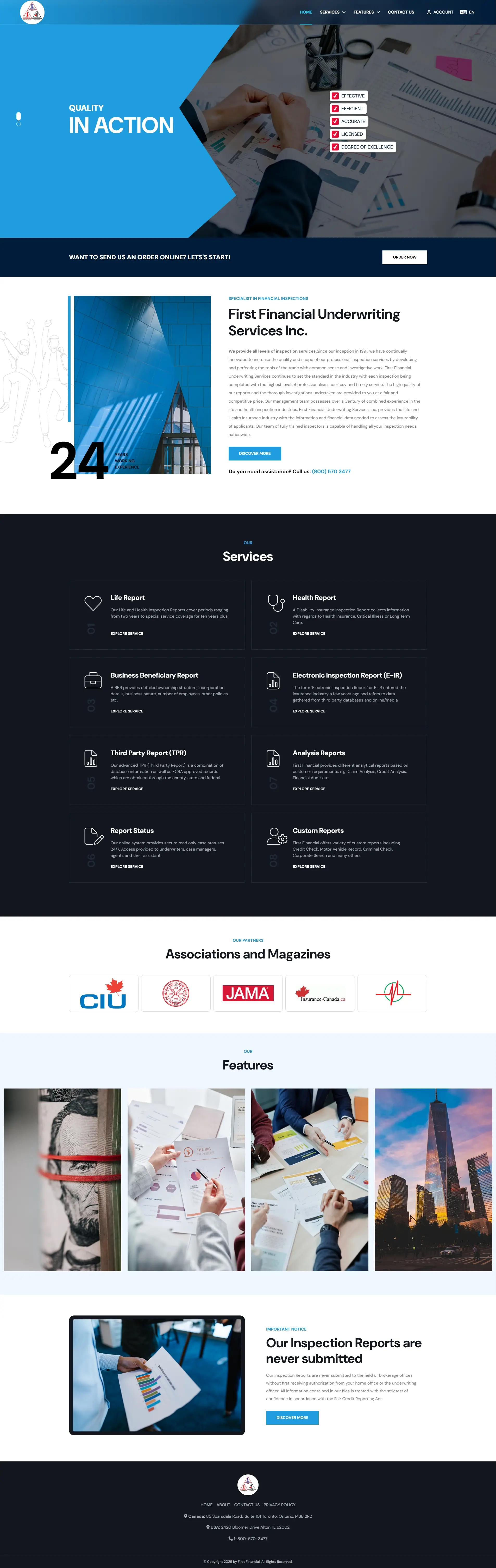 First Financial Underwriting Services Inc. landing page