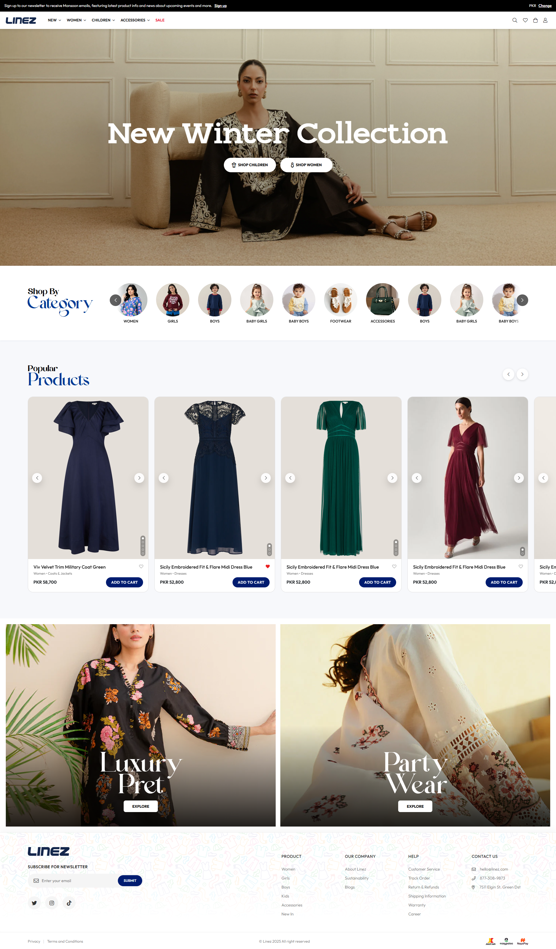 Linez Apparel storefront portfolio preview